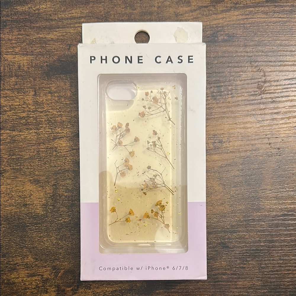 Forever 21 Cream Phone Case with Gold Floral Design
